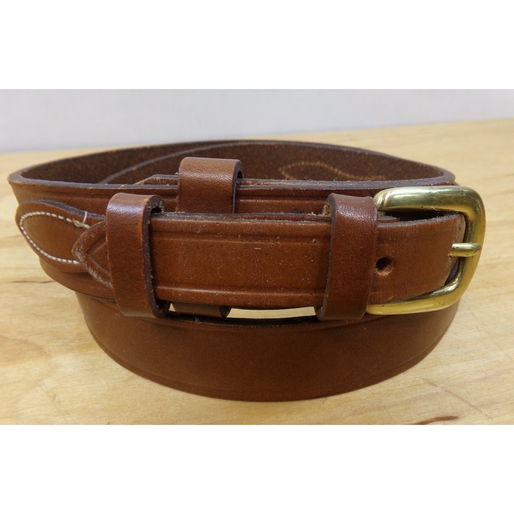Eddie Bauer Western Belt Made in USA Saddle Leather #3703 Brass Buckle Size‎ 36